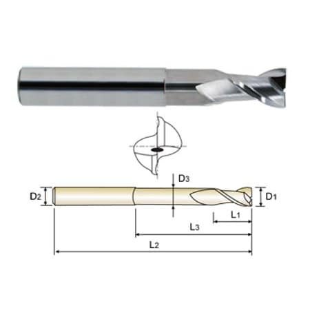 2 Flute 37 Degree Helix Extended Neck Alu-Power